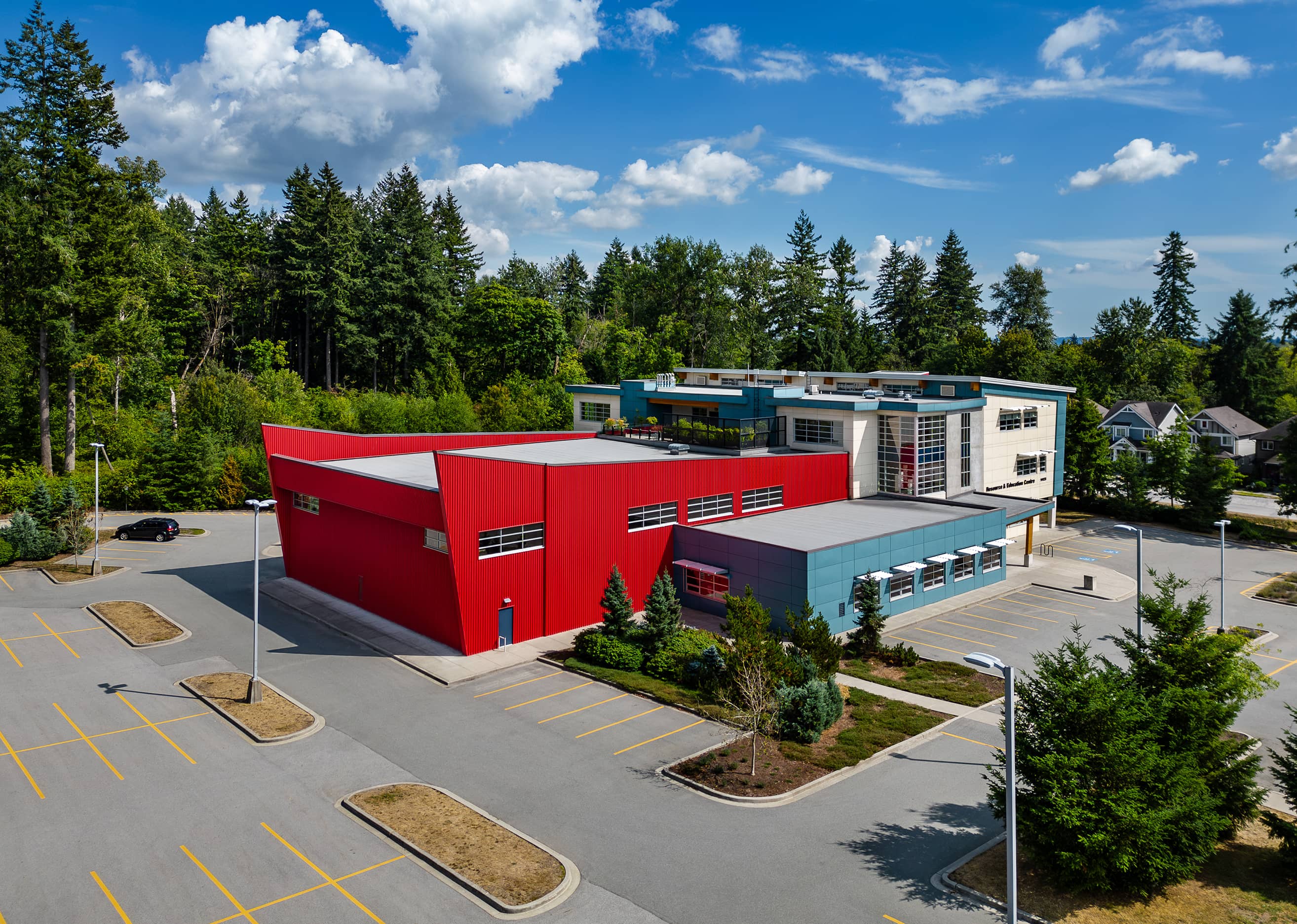 bbp surrey resource & education centre exterior back red building